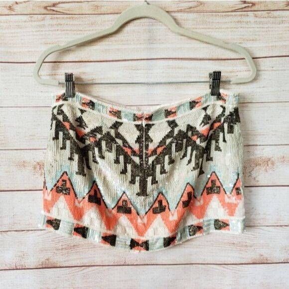 RARE! All Saints Spitalfields Aztec Sequin Mini Skirt - Picture 3 of 11
